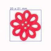 Rode Houten Bloem Knoop 20x21 mm Knopen KNP00077